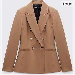Camel Zara Blazer with Gold Buttons